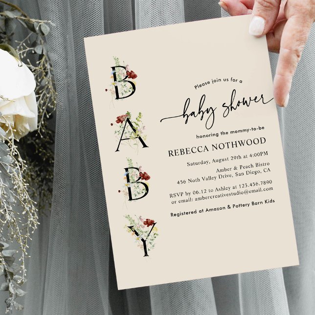 Invitación Flor silvestre rusa Baby Shower neutra (Subido por el creador)