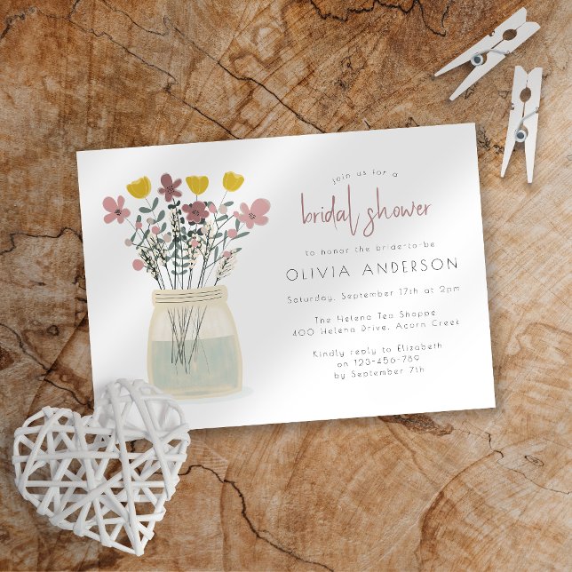 Invitación Flor silvestre rusa Mason Jar Bridal Shower (Subido por el creador)