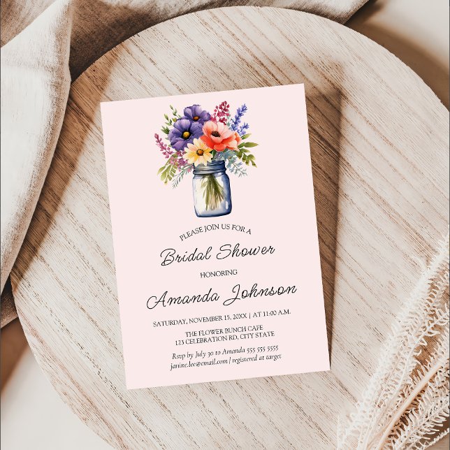 Invitación Flor silvestre rusa Mason Jar Bridal Shower (Subido por el creador)