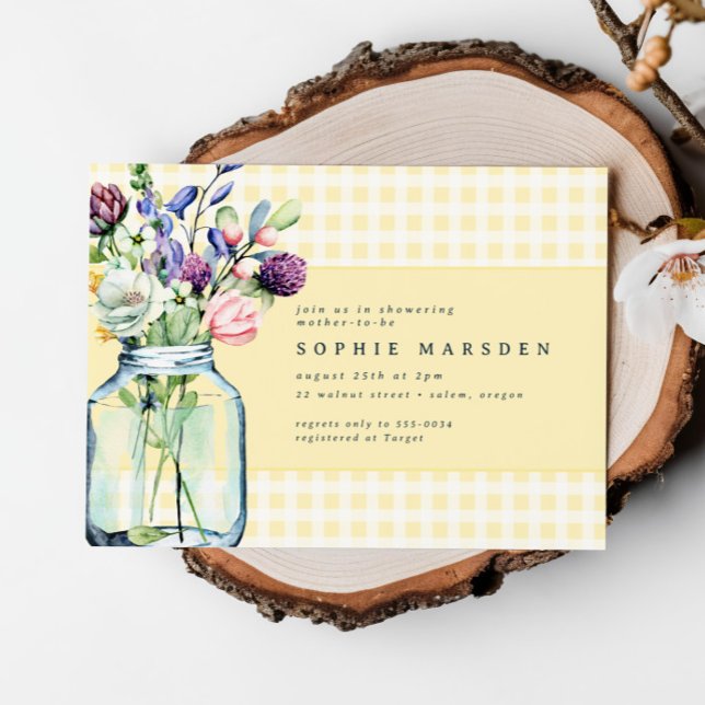 Invitación Flor silvestre rusa Mason Jar Picnic Baby Shower (Subido por el creador)