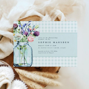 Invitación Flor silvestre rusa Mason Jar Picnic Baby Shower