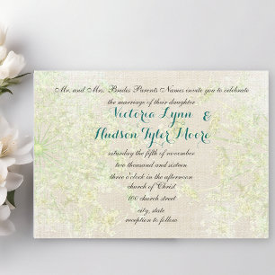 Invitación Flor silvestre rusa verde y Verde azulada reina An