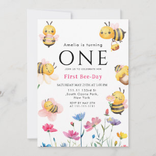 Invitación Flor silvestre rústica Boho Primer día de la abeja