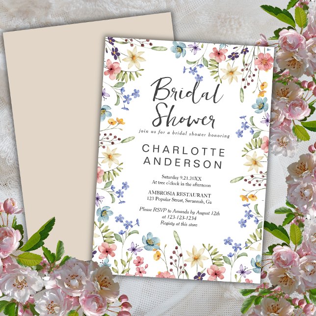 Invitación Flor silvestre rústica Ducha nupcial blanca (Subido por el creador)