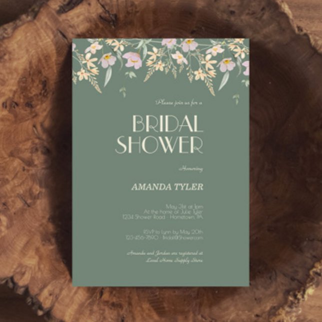Invitación Flor silvestre Sage Deco Boda Bridal Shower (Subido por el creador)