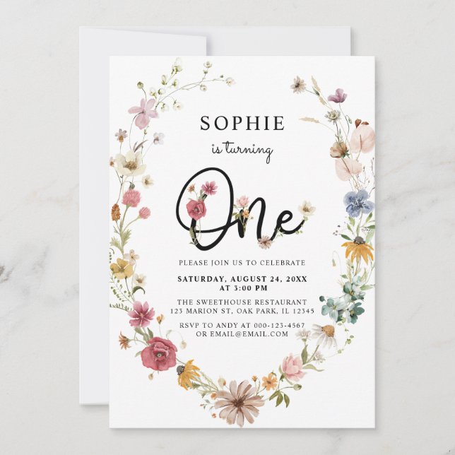 Invitación Flor silvestre se está convirtiendo en un Chica de (Anverso)