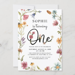 Invitación Flor silvestre se está convirtiendo en un cumpleañ