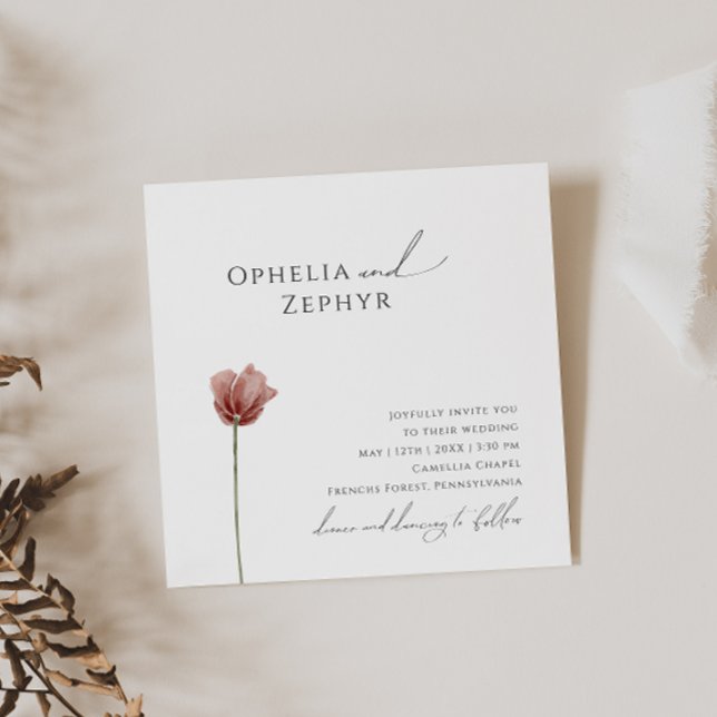 Invitación Flor silvestre simple | Boda cuadrado (Subido por el creador)