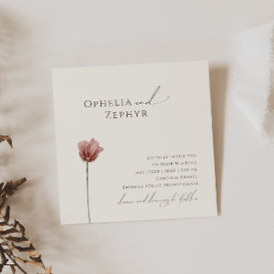 Invitación Flor silvestre simple   Boda de la plaza Beige