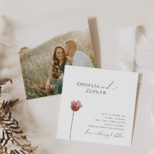 Invitación Flor silvestre simple   Boda de Photo Square
