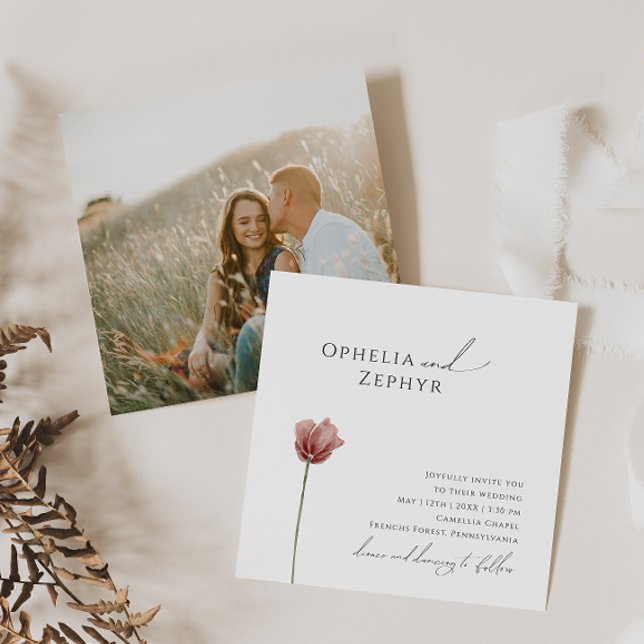 Invitación Flor silvestre simple | Boda de Photo Square (Subido por el creador)