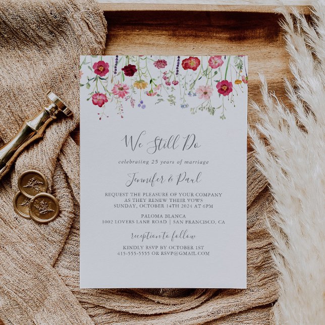 Invitación Flor silvestre simple que aún prometemos renovació (Subido por el creador)