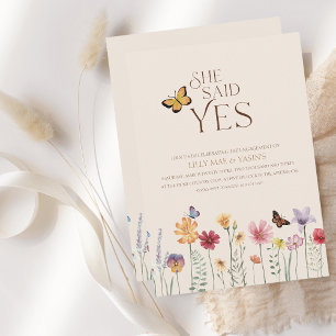 Invitación Flor Silvestre Simple Y Colorida Dijo Sí Compromis