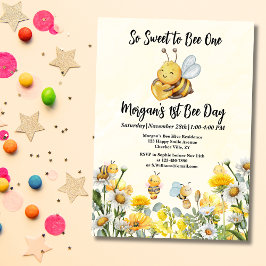 Invitación Flor silvestre tan dulce como abeja un primer cump