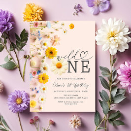 Invitación Flor silvestre un Chica 1 cumpleaños