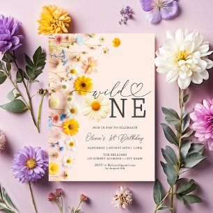 Invitación Flor silvestre un Chica 1 cumpleaños