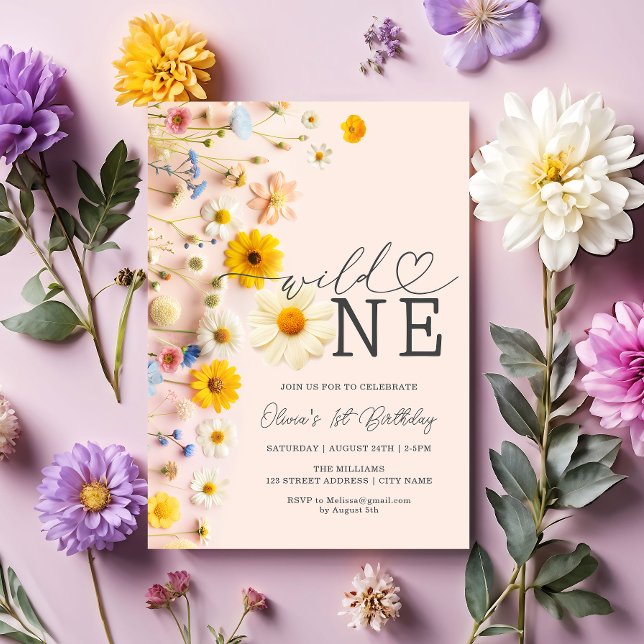 Invitación Flor silvestre un Chica 1 cumpleaños (Subido por el creador)