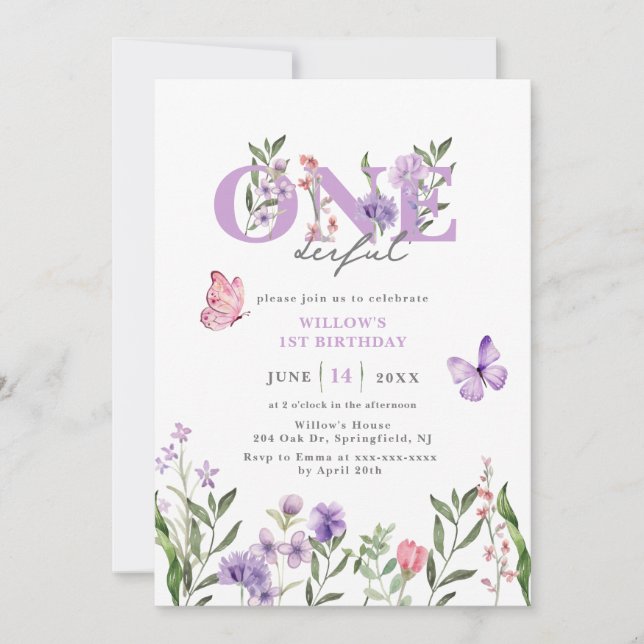 Invitación Flor silvestre Un Maravilloso Día de la Flora (Anverso)
