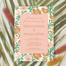 Invitación Flor silvestre Vines Pink Green Custom WEDDING