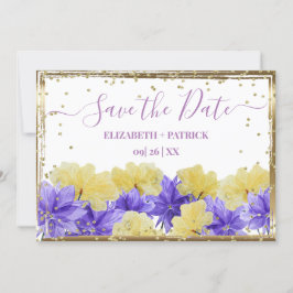 Invitación Flor silvestre violeta rapsody salva la fecha