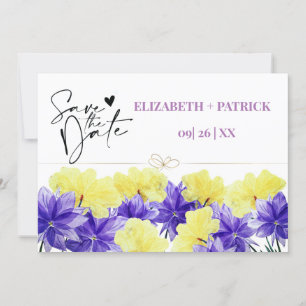 Invitación Flor silvestre violeta rapsody salva la fecha