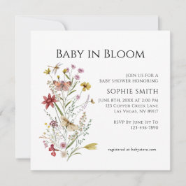 Invitación Flor silvestre Whimsical Garden Baby In Bloom