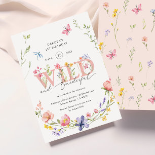 Invitación Flor silvestre y maravilloso primer cumpleaños