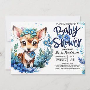 Invitación Flor silvestre y venado Baby Shower para niño