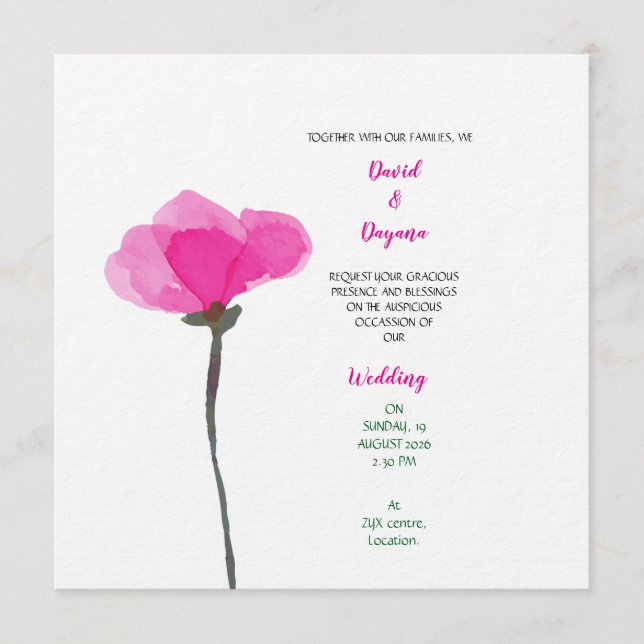 Invitación Flor simple (Anverso)