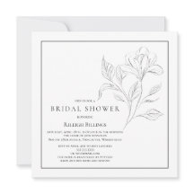 Flor simple de ducha de novia en blanco y negro