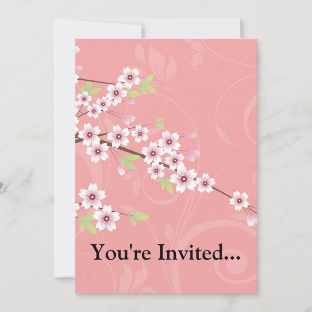 Invitación Flor suave de cerezo rosa (Anverso)