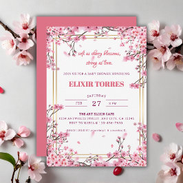 Invitación Flor suave de cerezo Sakura Baby Shower