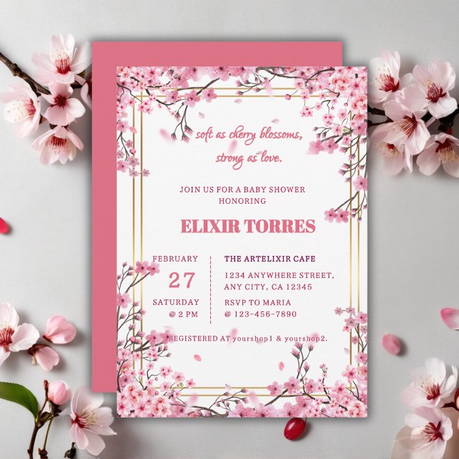 Invitación Flor suave de cerezo Sakura Baby Shower (Subido por el creador)