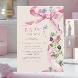 Invitación Flor suave rosa flor silvestre Baby Shower