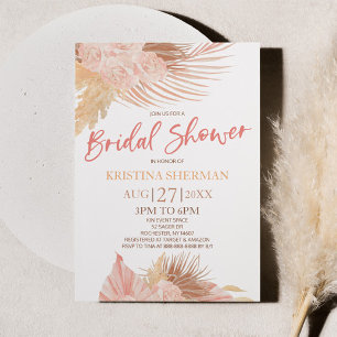 Invitación Flor suave rosa floral suave ducha de novia