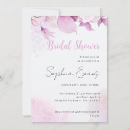 Invitación Flor suave rosa moderna de Boho deja ducha de novi