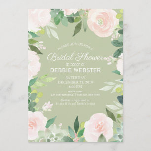 Invitación Flor suculenta de la verde menta que casa la ducha