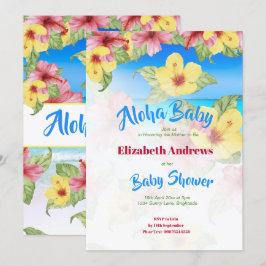 Invitación Flor tropical Baby Shower Beach Aloha