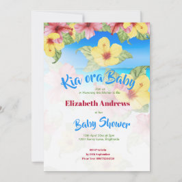 Invitación Flor tropical Baby Shower Beach Kia Ora