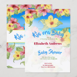 Invitación Flor tropical Baby Shower Beach Kia Ora