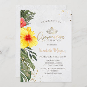 Invitación Flor tropical Hibiscus Summer Quinceañera