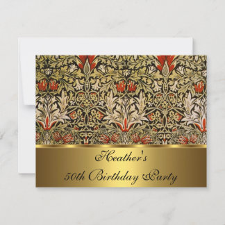 Invitación Flor Vintage Victoriano Snakeshead 1876 Dorado