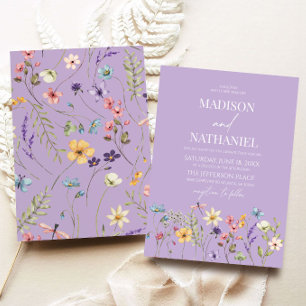 Invitación Flor violeta Flor silvestre Boda Floral de flores 