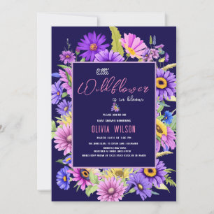 Invitación Flor violeta rosa brillante en camino #6