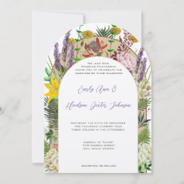 Invitación Flor virgen Boho silvestre Fern morado amarillo fl