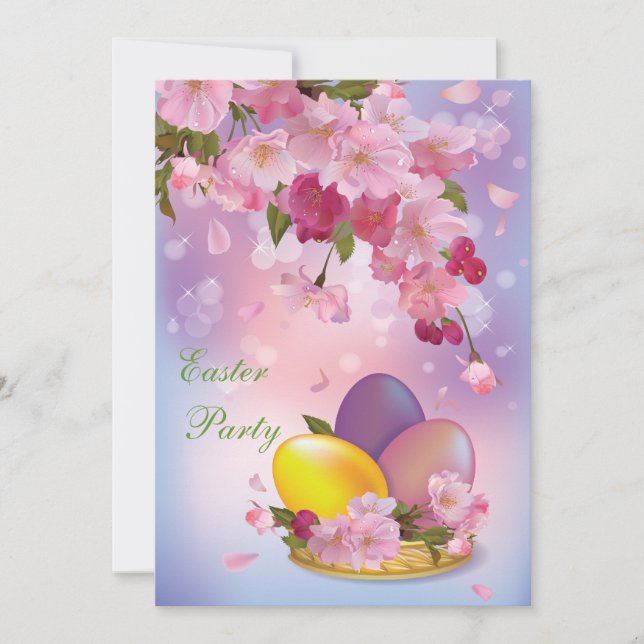 Invitación Flor y fiesta hermosos de Pascua de los huevos (Anverso)
