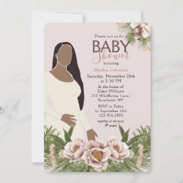 Invitación Flora acuarela Baby Shower rosa de Rubor
