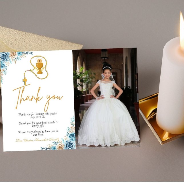 Invitación Flora acuarela primera comunión sagrada gracias (Subido por el creador)