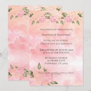 Invitación Flora acuarela rosa de Rubor