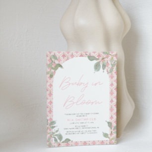Invitación Flora acuática de mosaico rosa bebé en ducha de fl